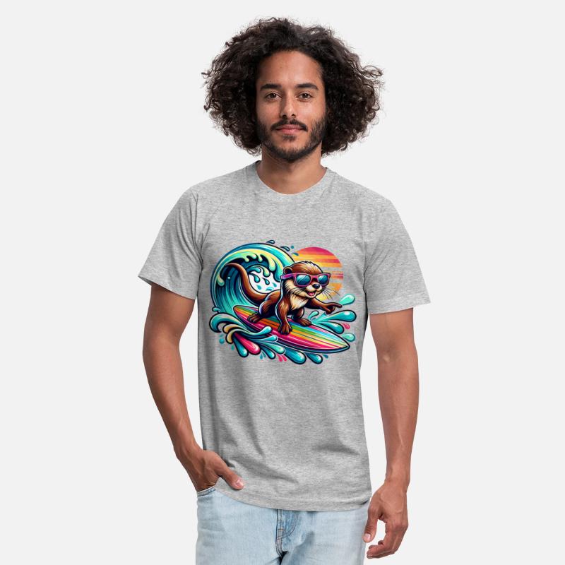 Cool Otter Surfing Waves with Sunglasses in