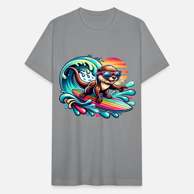 Cool Otter Surfing Waves with Sunglasses in