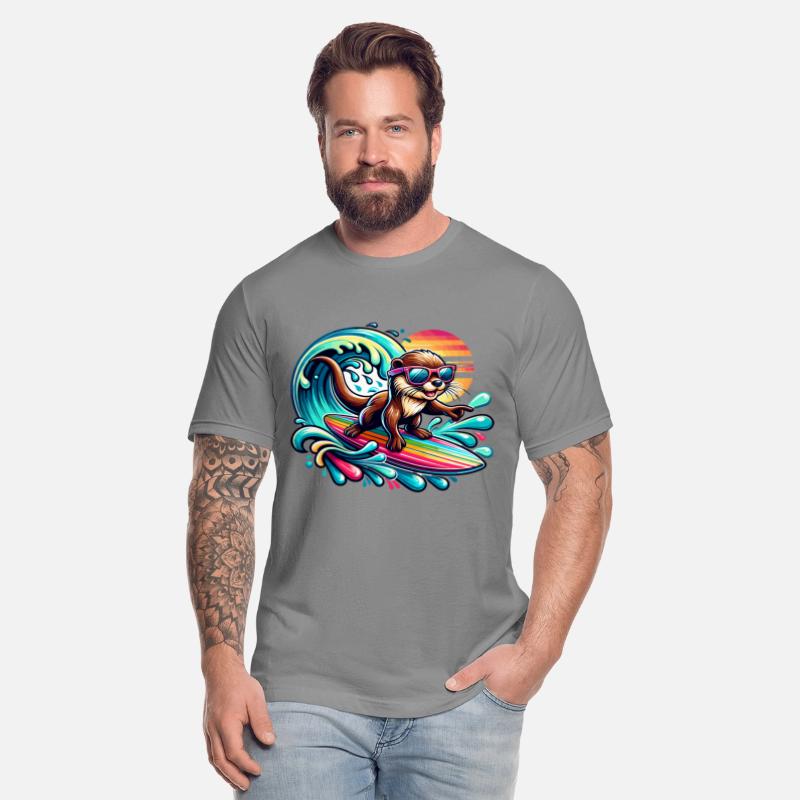 Cool Otter Surfing Waves with Sunglasses in