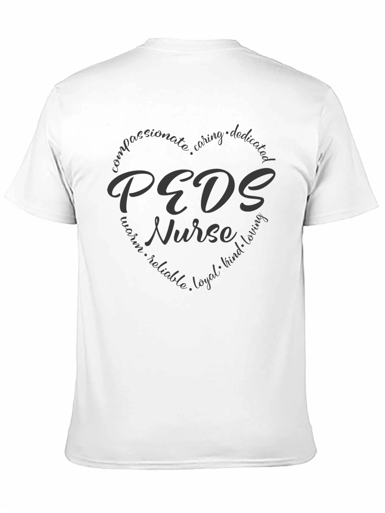 PEDS Nurse Heart Graphic Tee - Compassionate Caregiver