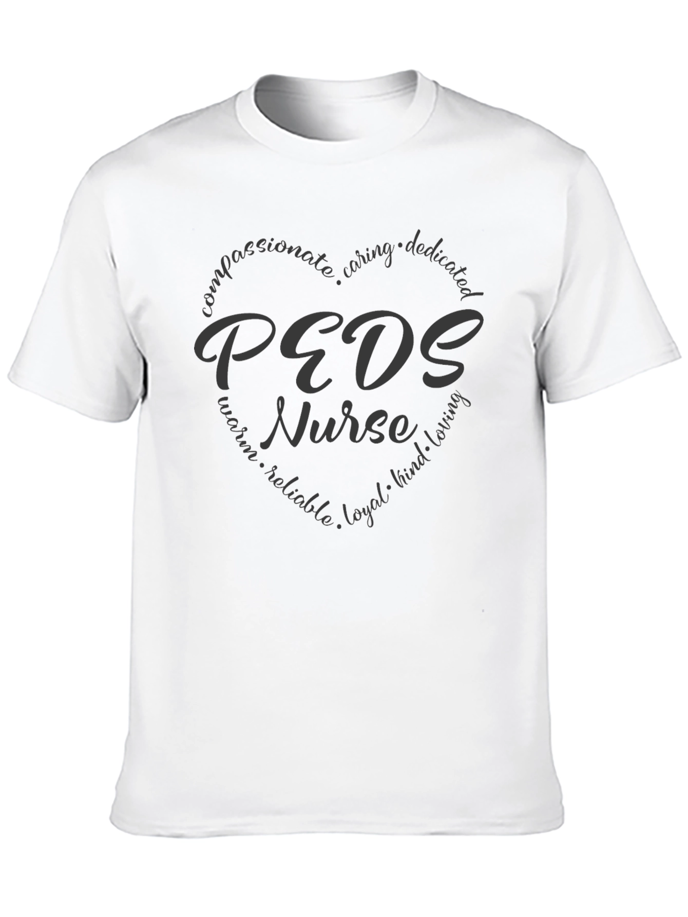 PEDS Nurse Heart Graphic Tee - Compassionate Caregiver