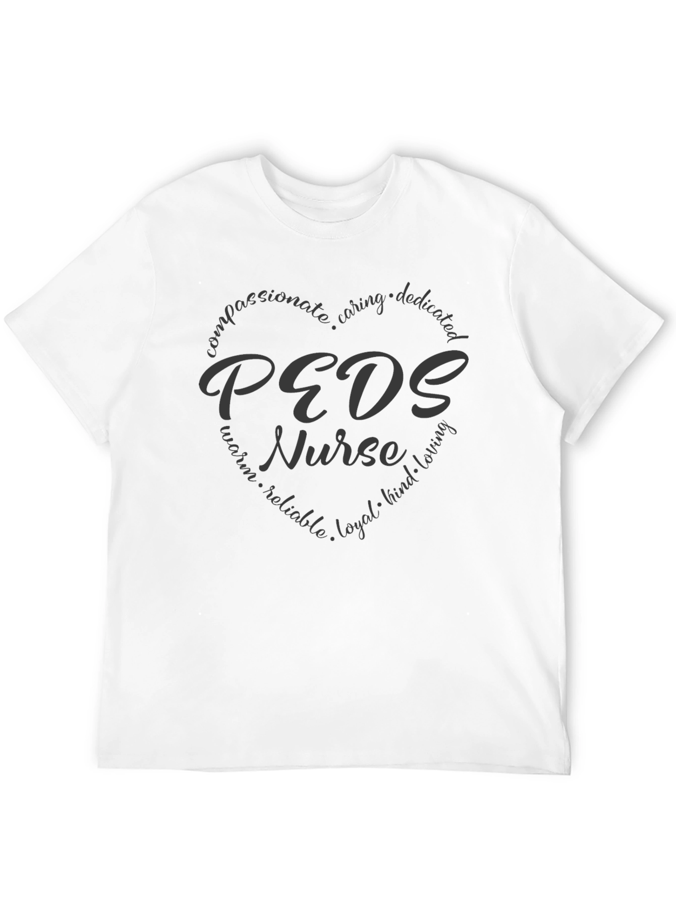 PEDS Nurse Heart Graphic Tee - Compassionate Caregiver