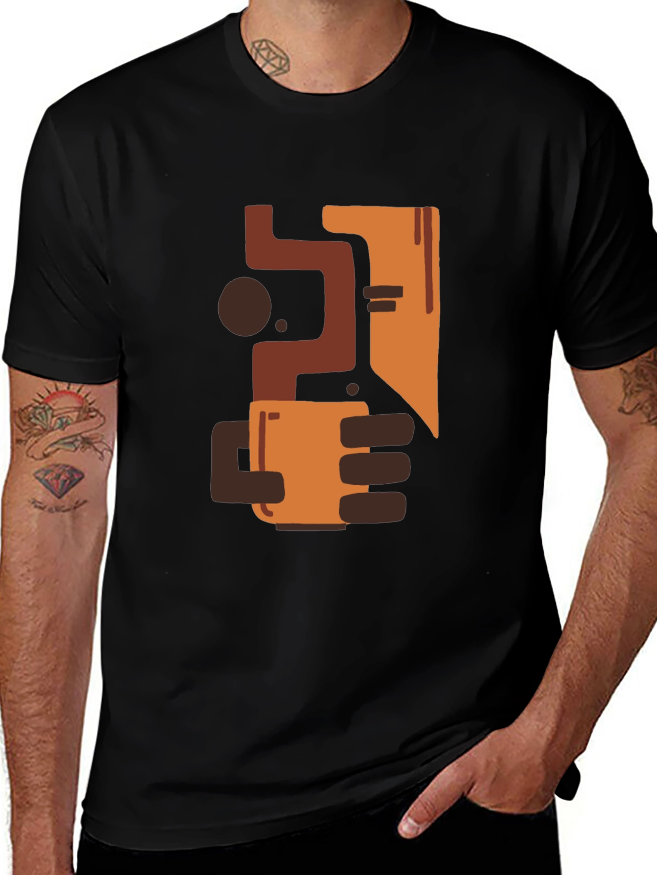 Abstract Coffee Lover Black Tee