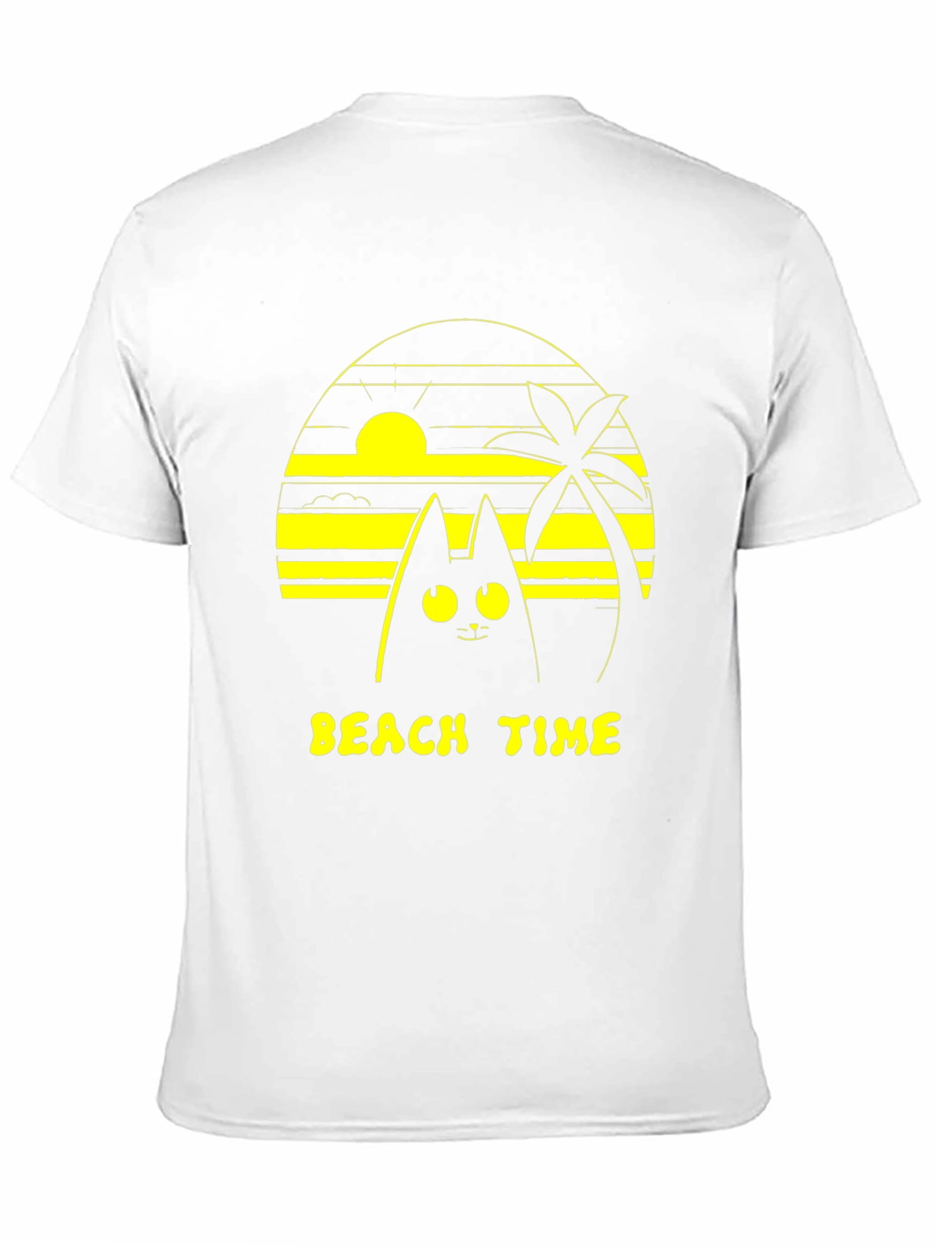 Beach Time Cat Graphic Tee - Unisex Black T-Shirt
