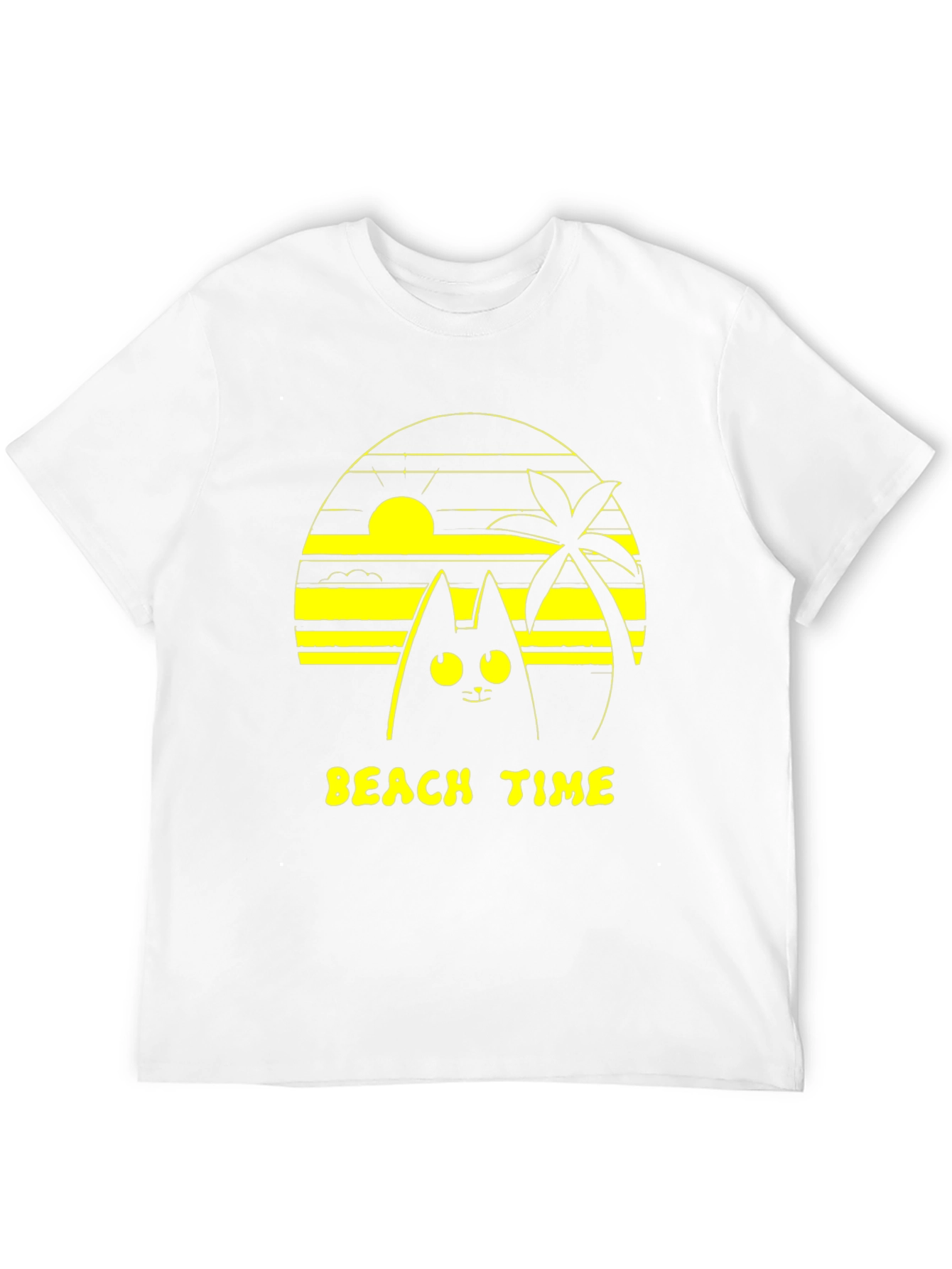 Beach Time Cat Graphic Tee - Unisex Black T-Shirt