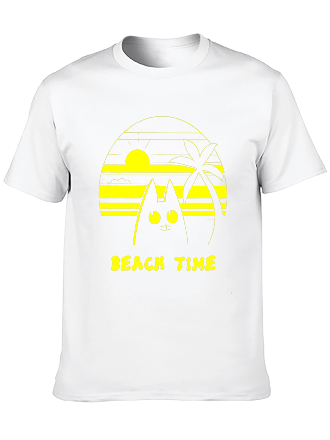 Beach Time Cat Graphic Tee - Unisex Black T-Shirt