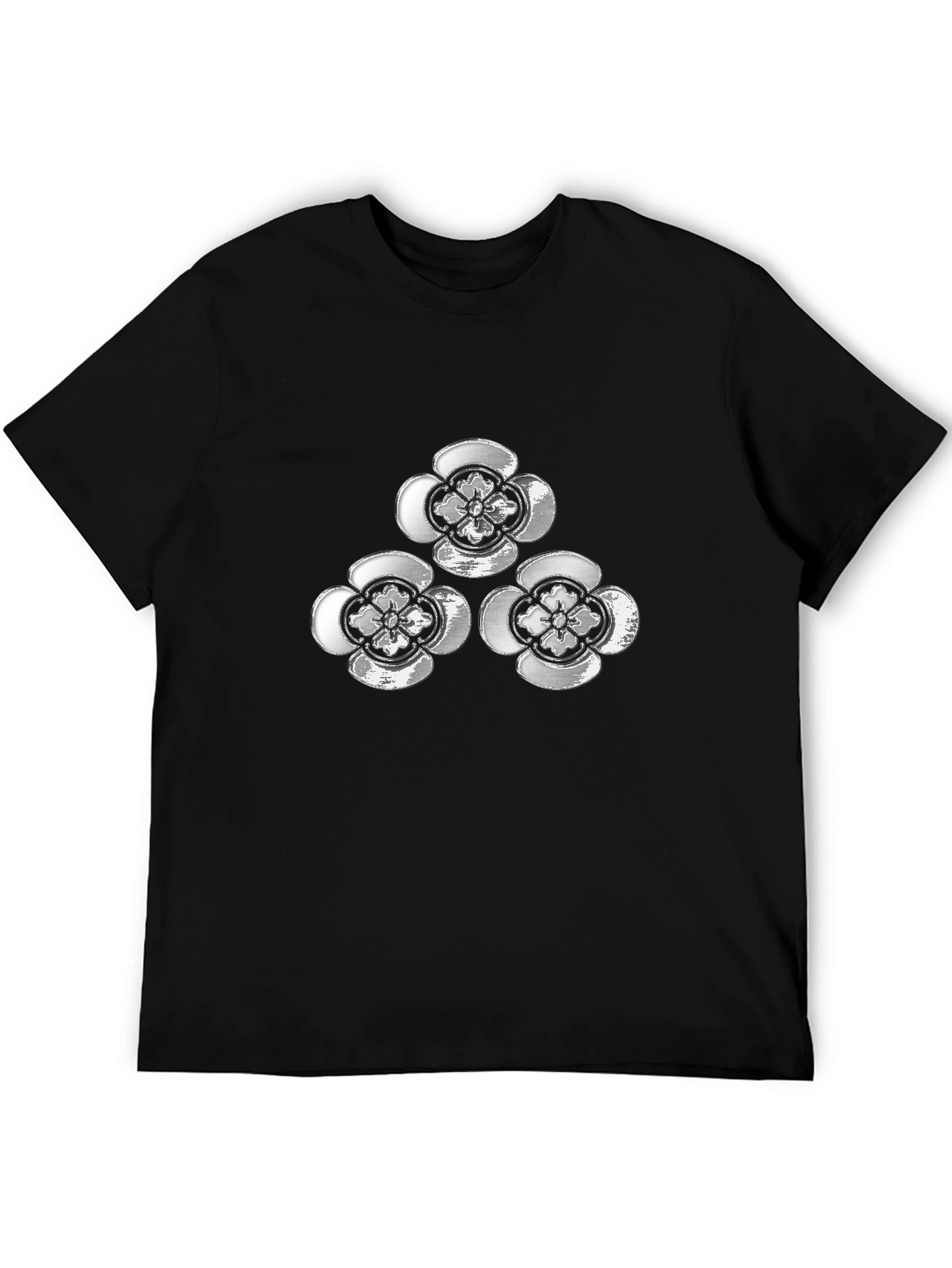 Floral Crest Graphic Tee - Black