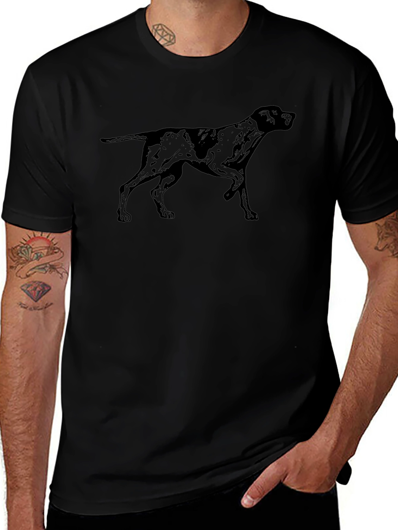 Dog Silhouette Black T-Shirt - Classic Design
