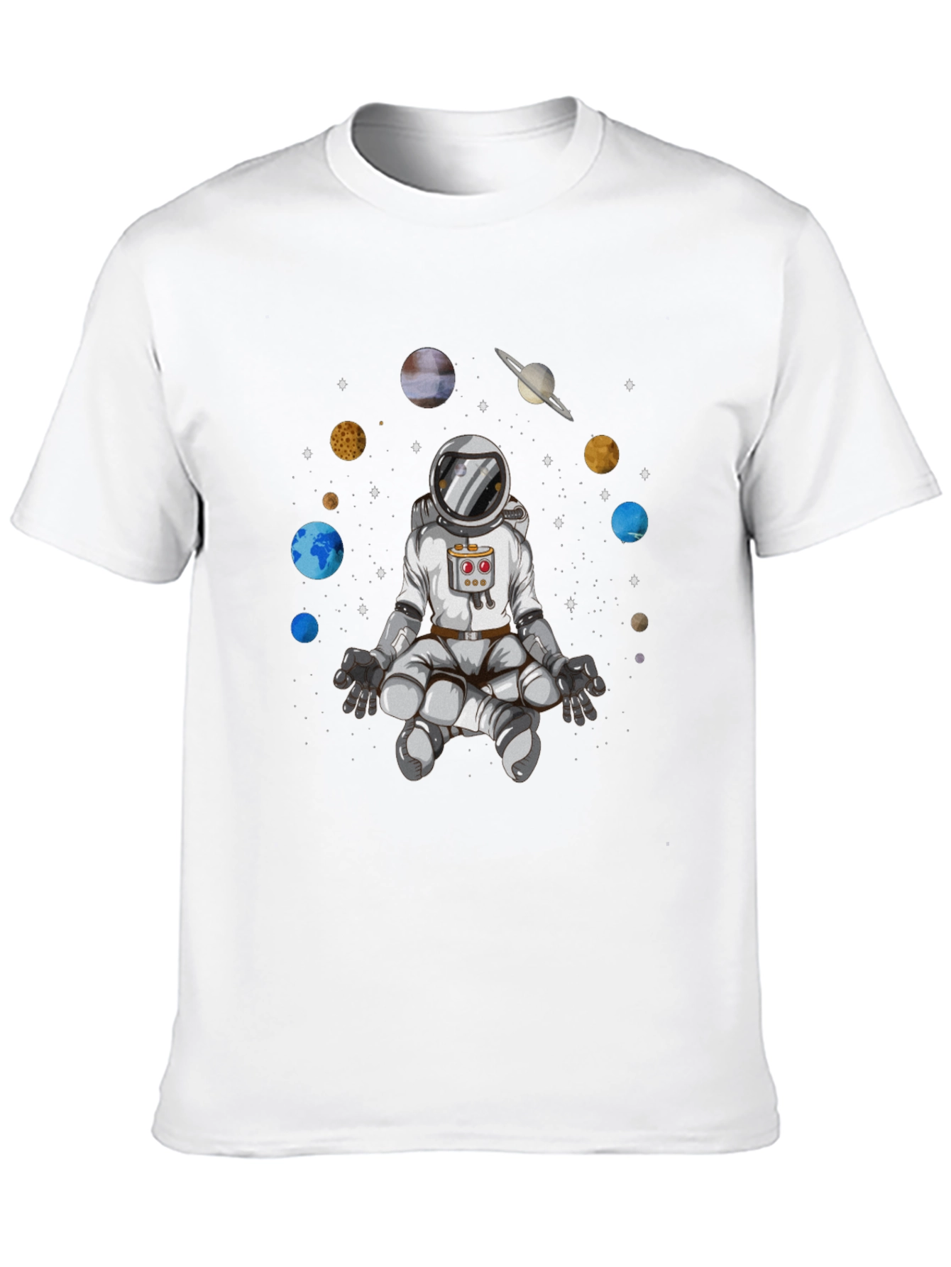 Meditating Astronaut Graphic Tee - Cosmic Harmony