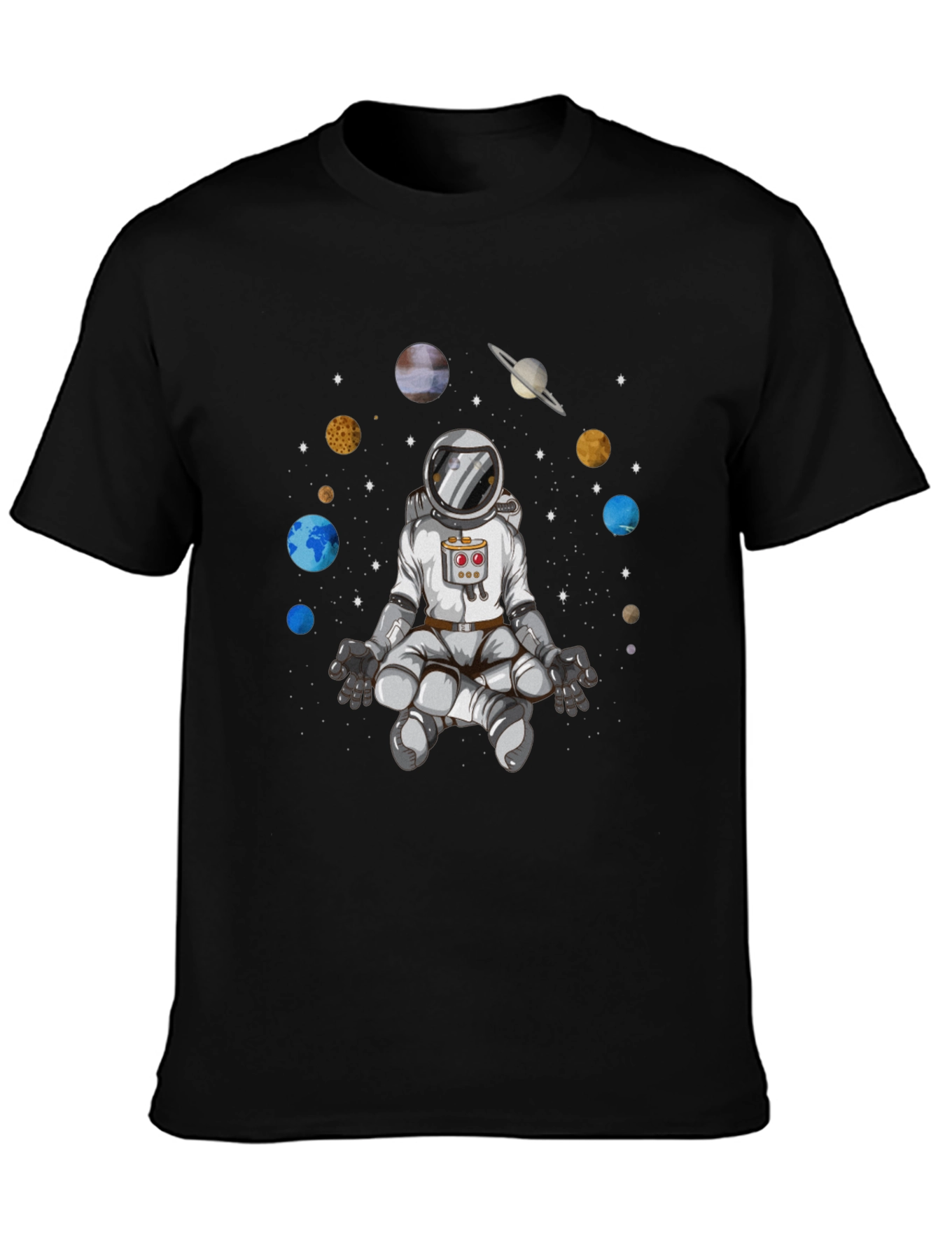 Meditating Astronaut Graphic Tee - Cosmic Harmony