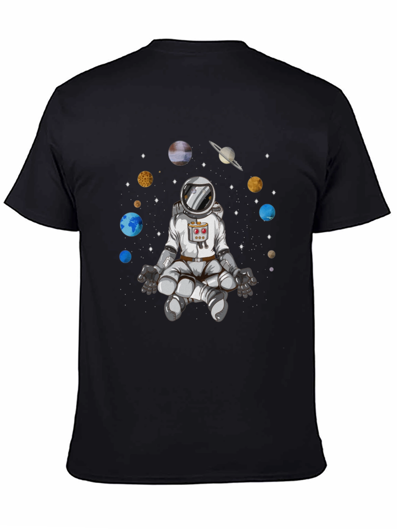 Meditating Astronaut Graphic Tee - Cosmic Harmony