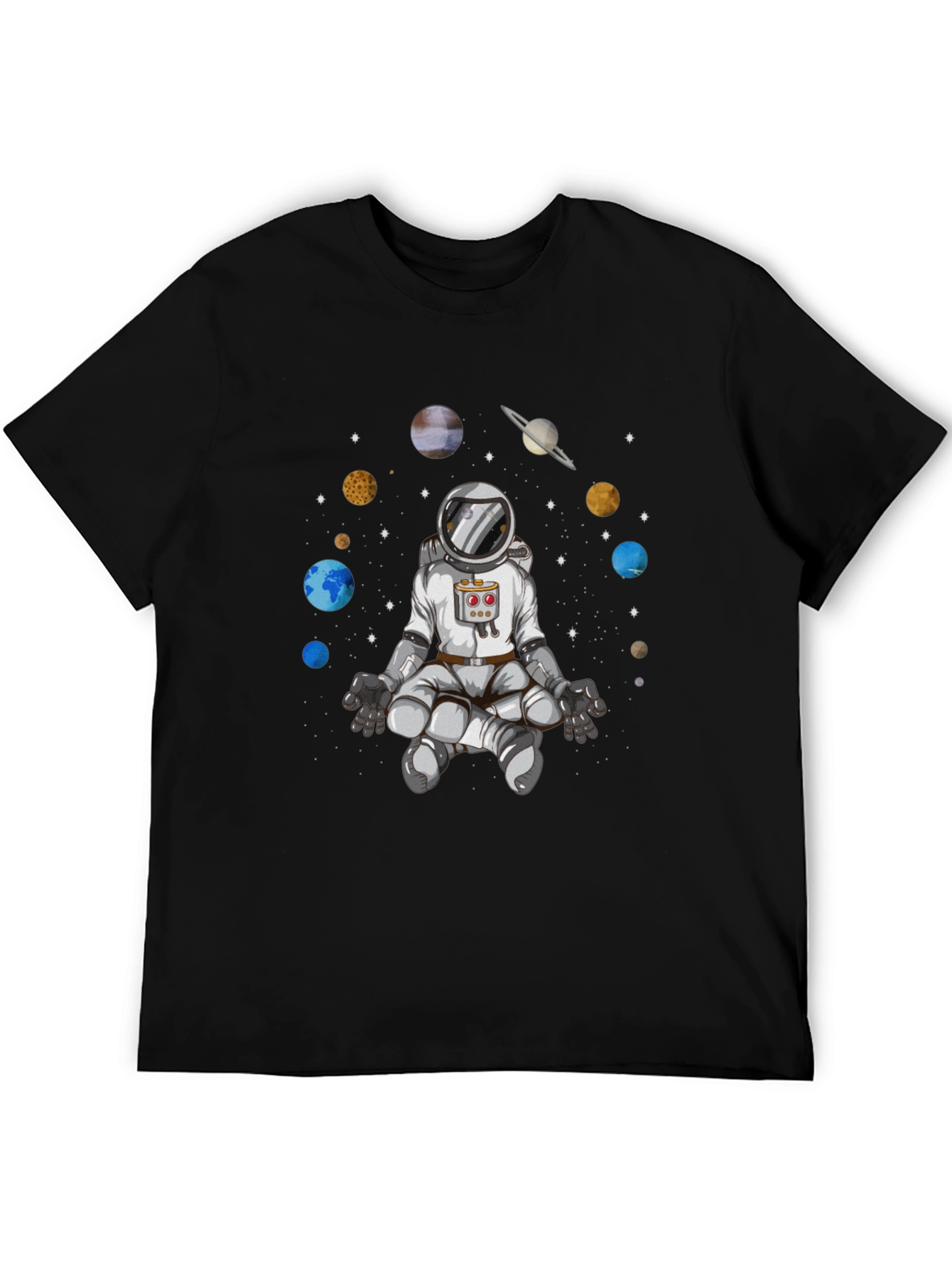 Meditating Astronaut Graphic Tee - Cosmic Harmony