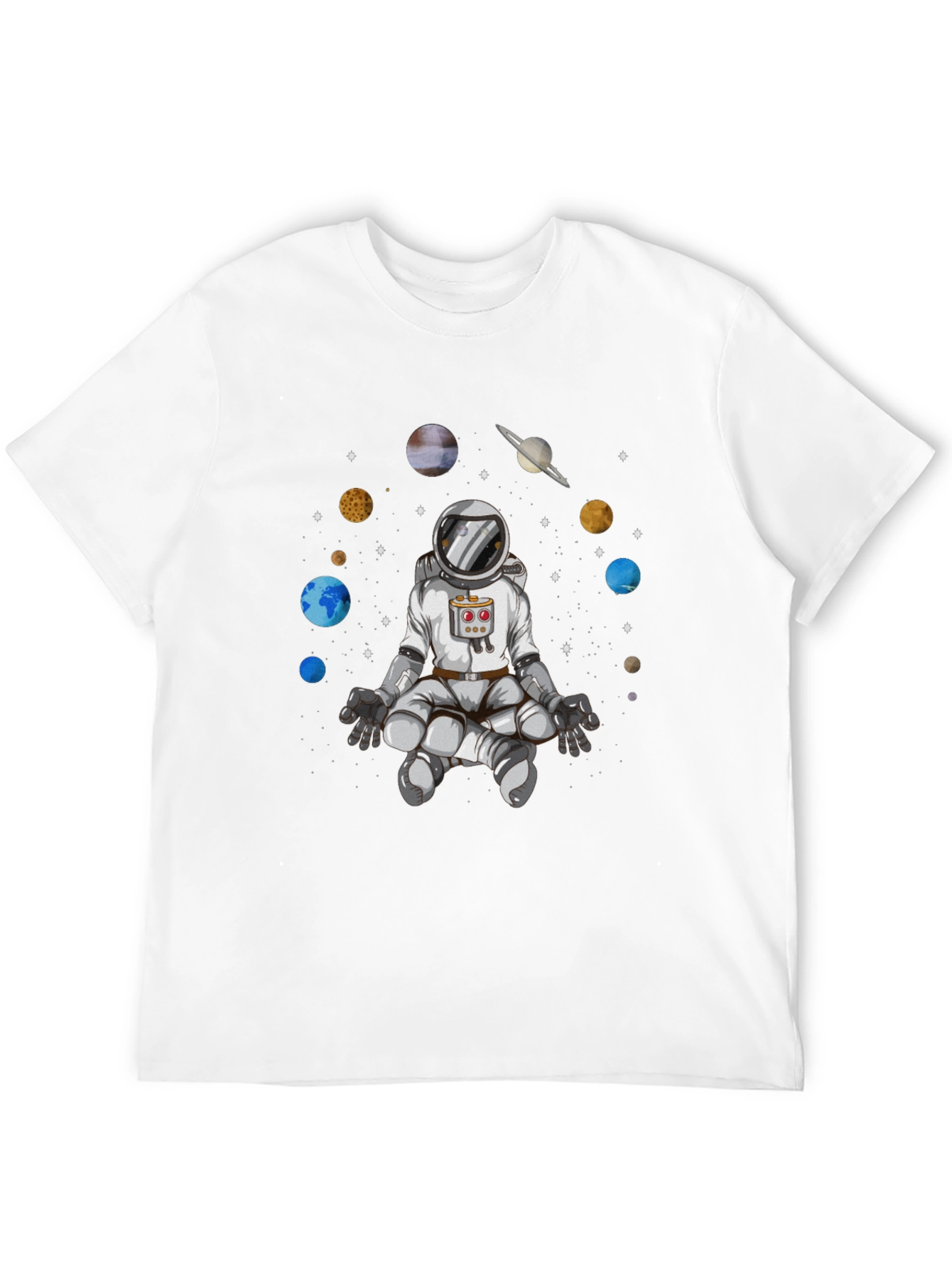 Meditating Astronaut Graphic Tee - Cosmic Harmony