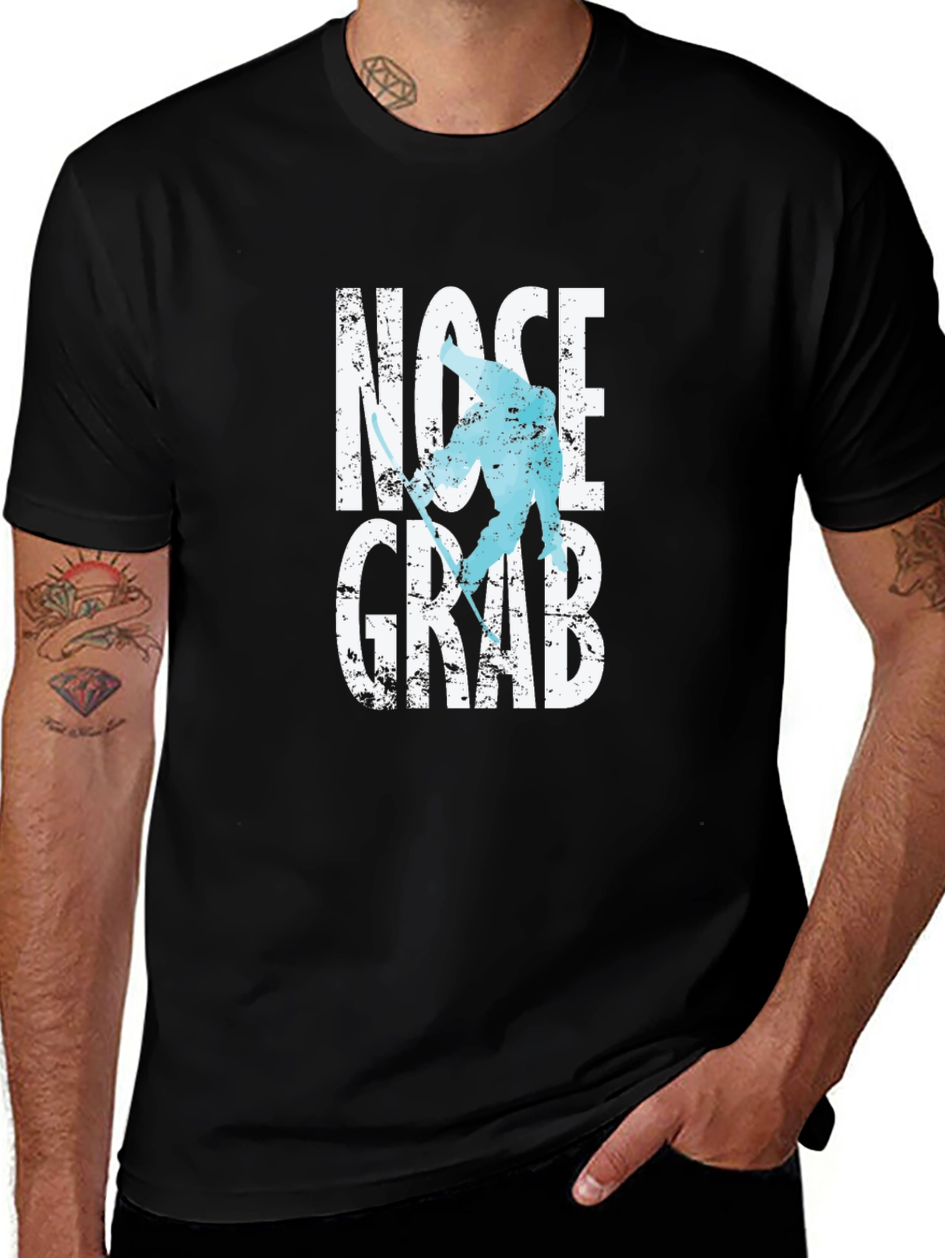 Nose Grab Skier Graphic Tee - Black Cotton T-Shirt