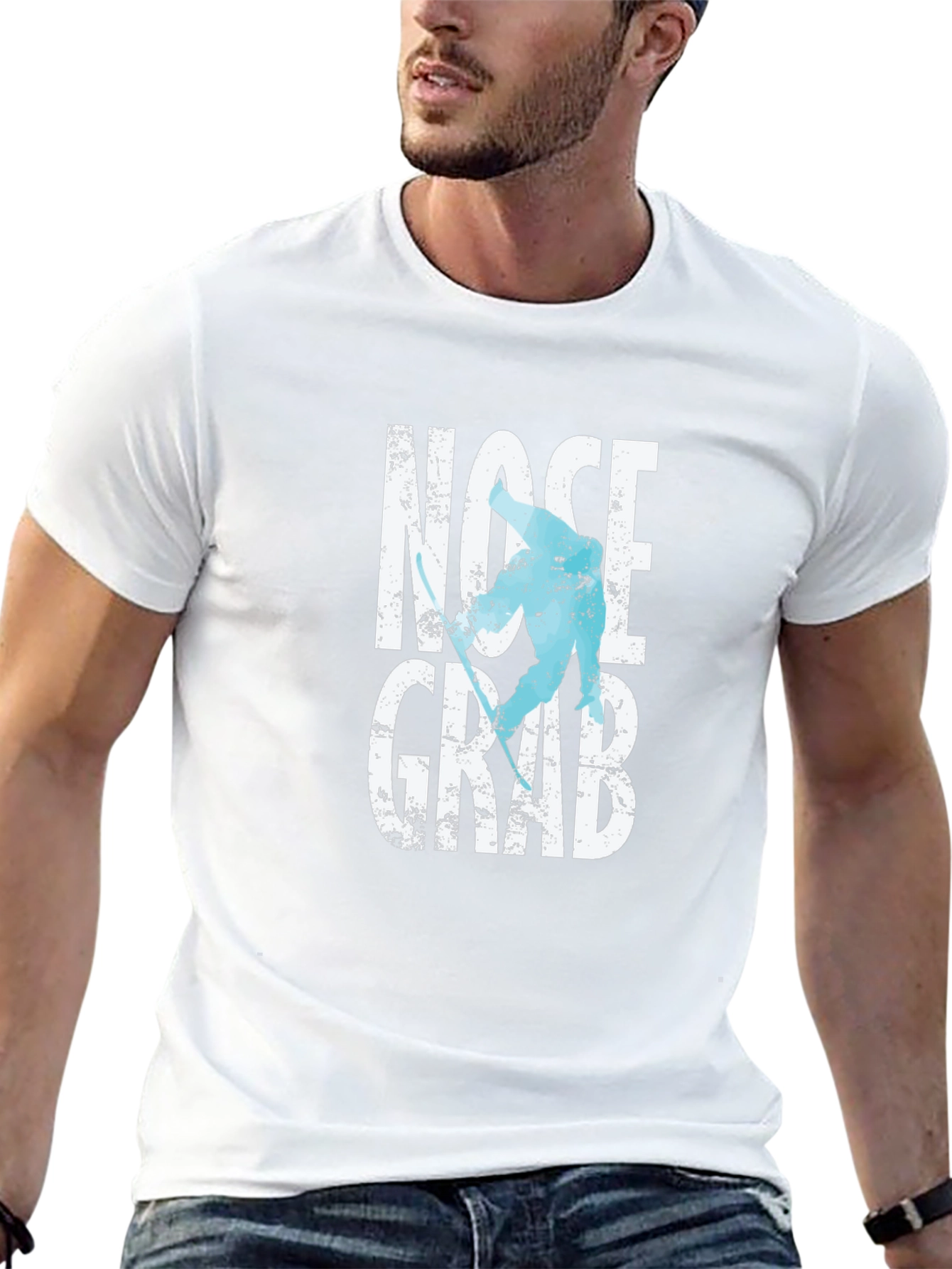 Nose Grab Skier Graphic Tee - Black Cotton T-Shirt