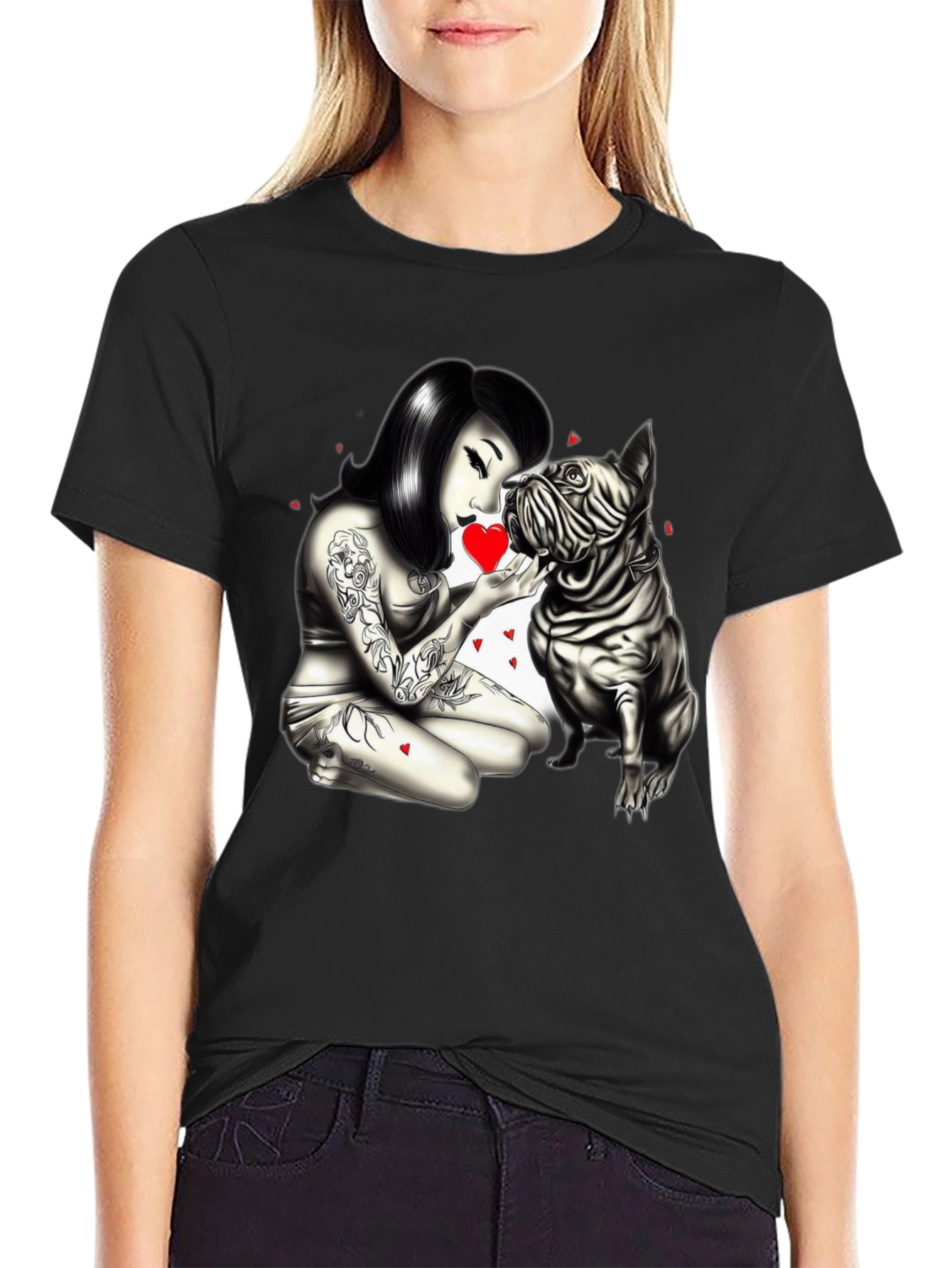Tattooed Love: Woman & Bulldog Graphic Tee