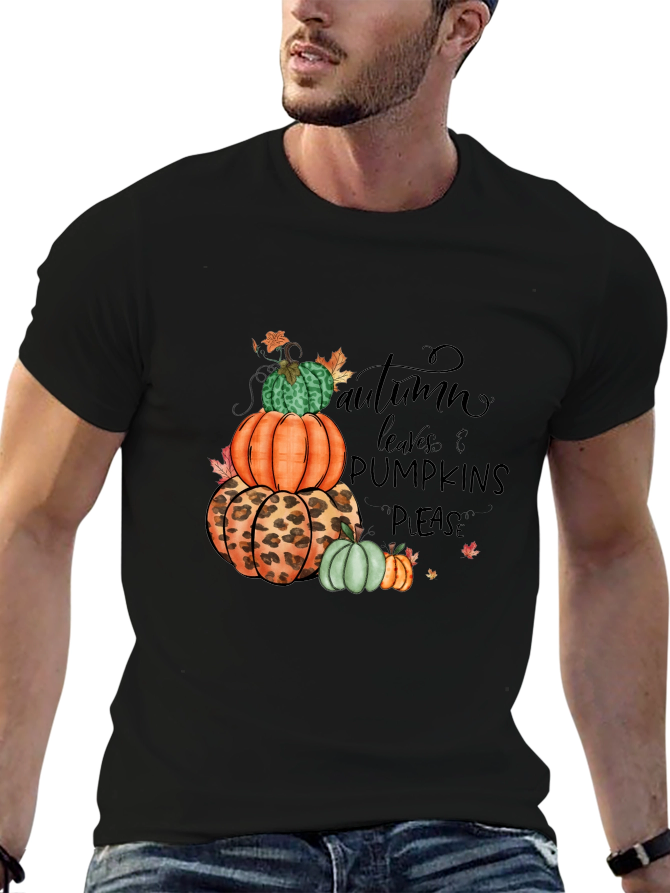 Autumn Leaves & Pumpkins Please T-Shirt