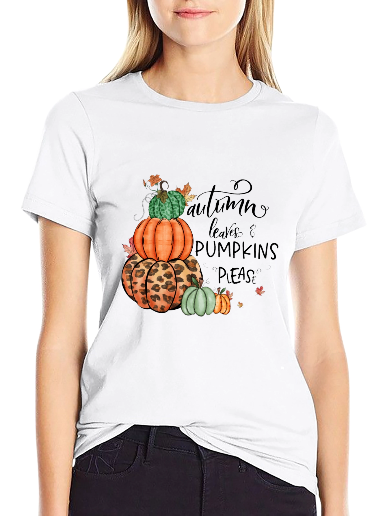 Autumn Leaves & Pumpkins Please T-Shirt
