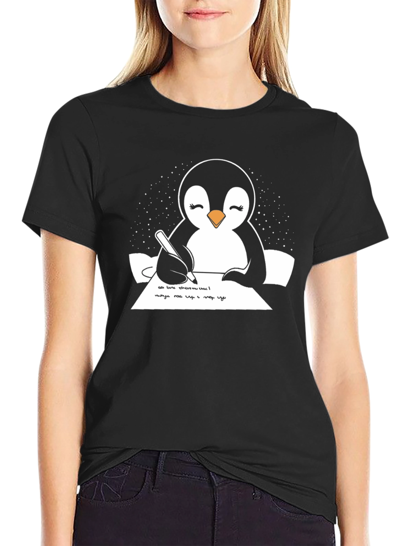 Penguin Writer Graphic Tee - Unisex Cotton T-Shirt