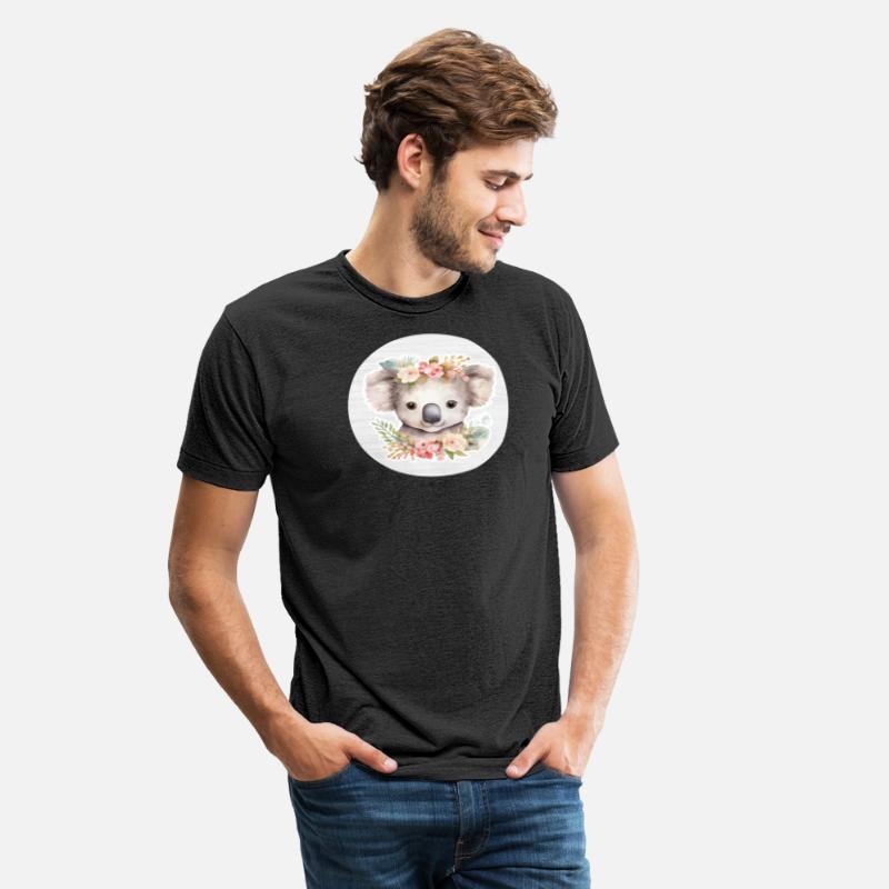 Cute Koala Watercolor Drawing with Flowers