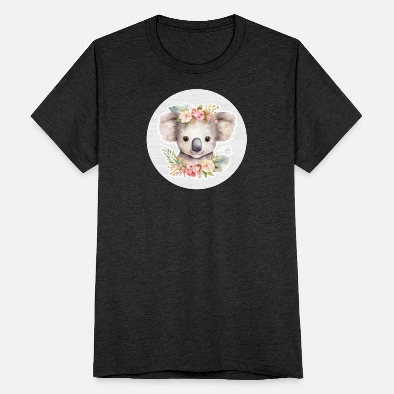 Cute Koala Watercolor Drawing with Flowers