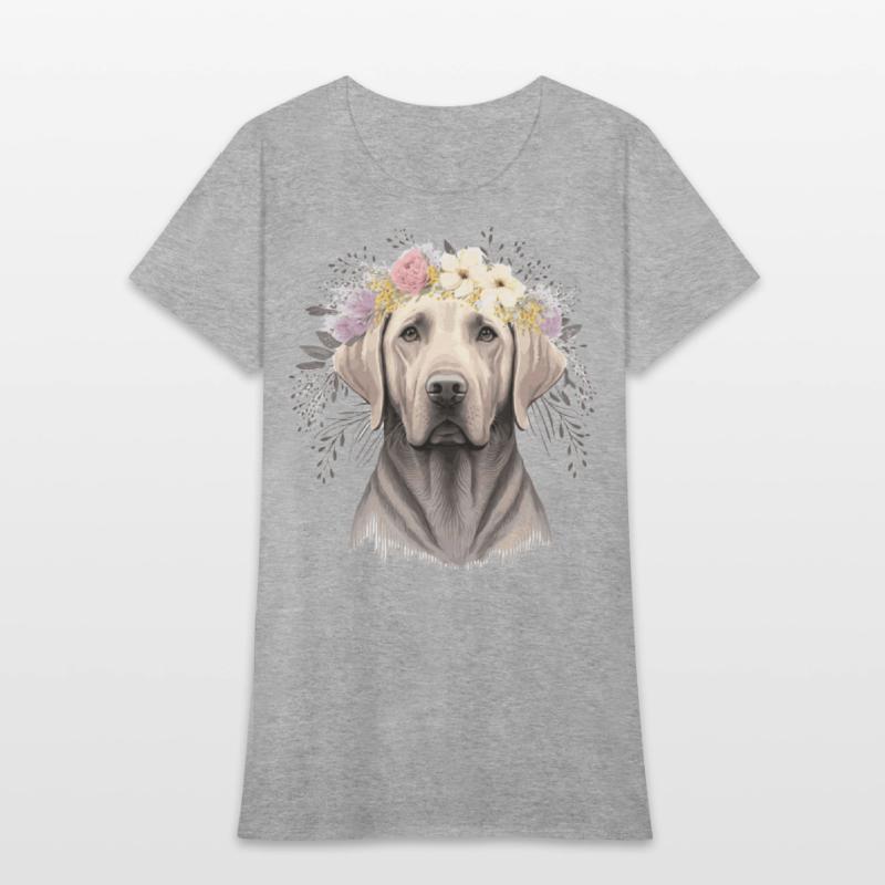 Cute Labrador Retriever Flower Crown Pet Dog Flora