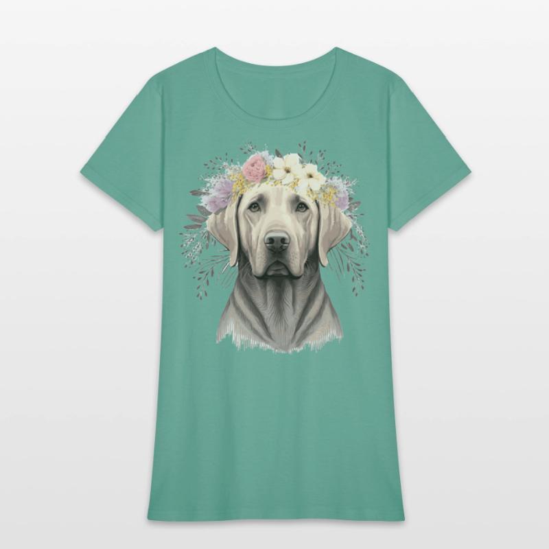 Cute Labrador Retriever Flower Crown Pet Dog Flora