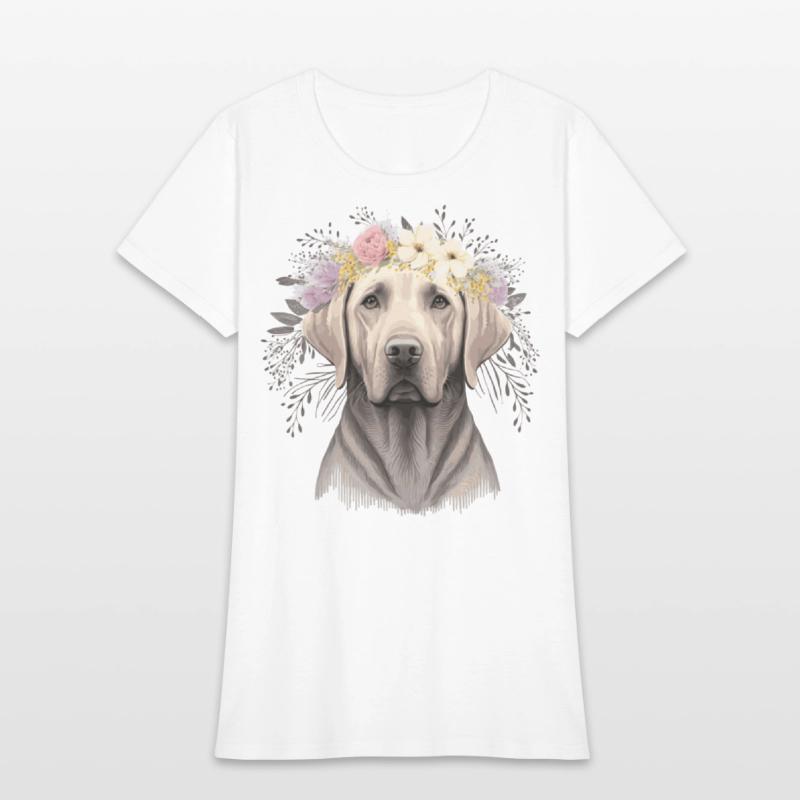 Cute Labrador Retriever Flower Crown Pet Dog Flora