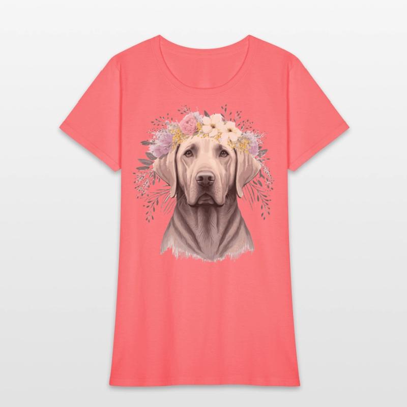 Cute Labrador Retriever Flower Crown Pet Dog Flora