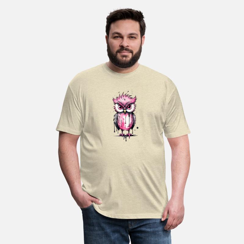 Cute pink owl with tousled hairstyle