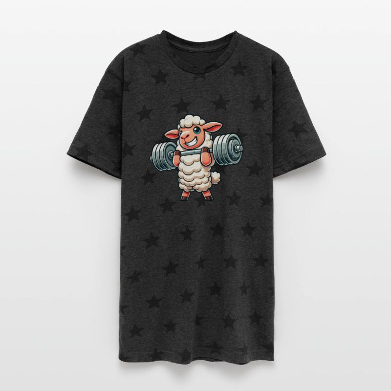 Cute sheep lamb weightlifter fitness workout