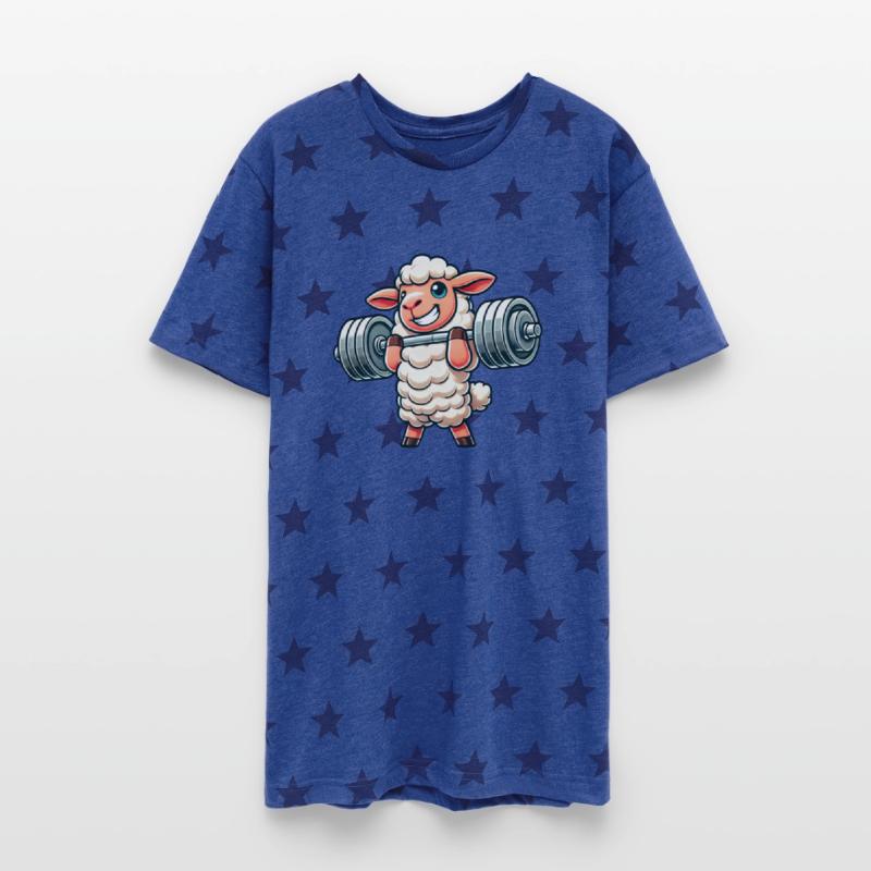 Cute sheep lamb weightlifter fitness workout