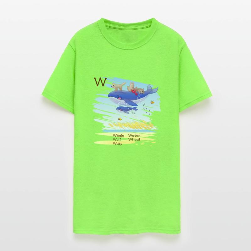 Cute W Alphabet Whale Water Wolf Wheat Wasp