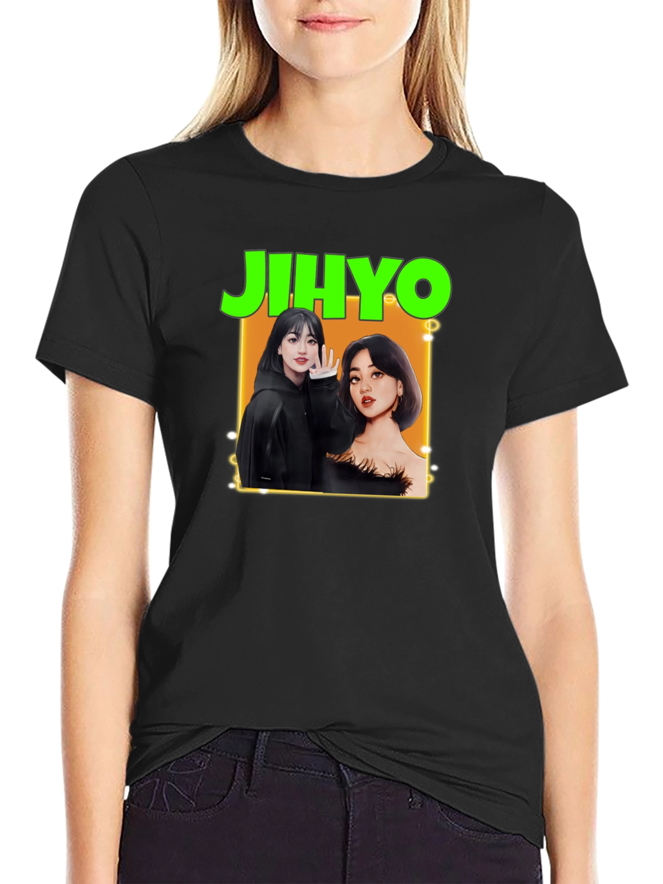 JIHYO Graphic Tee - Trendy K-Pop Fashion