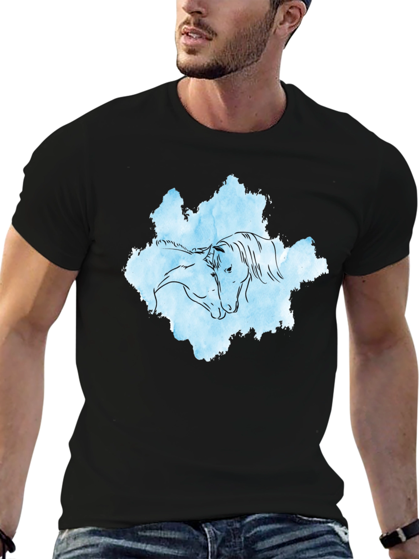 Horse Embrace Graphic T-Shirt - Black