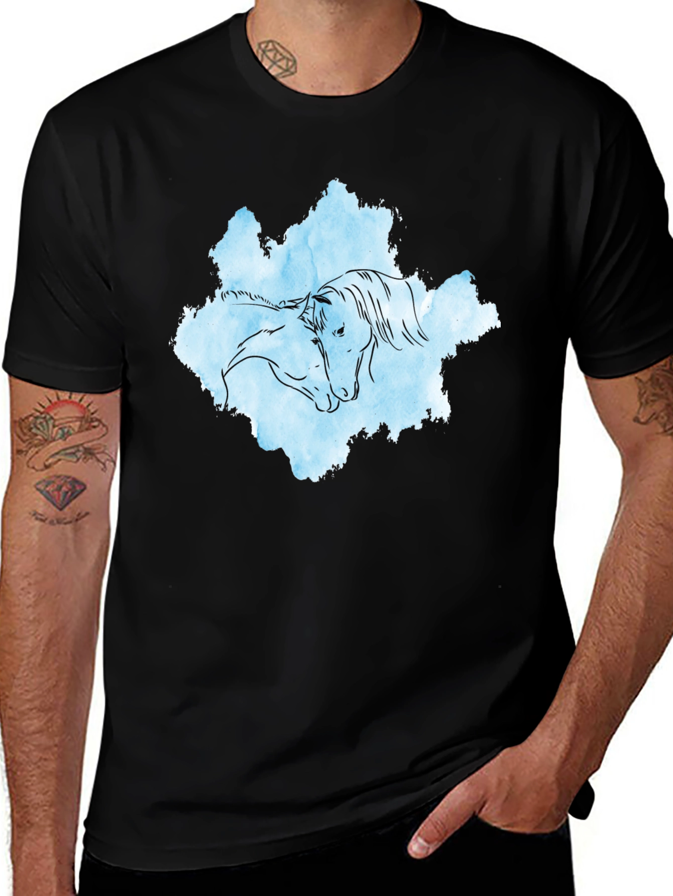 Horse Embrace Graphic T-Shirt - Black