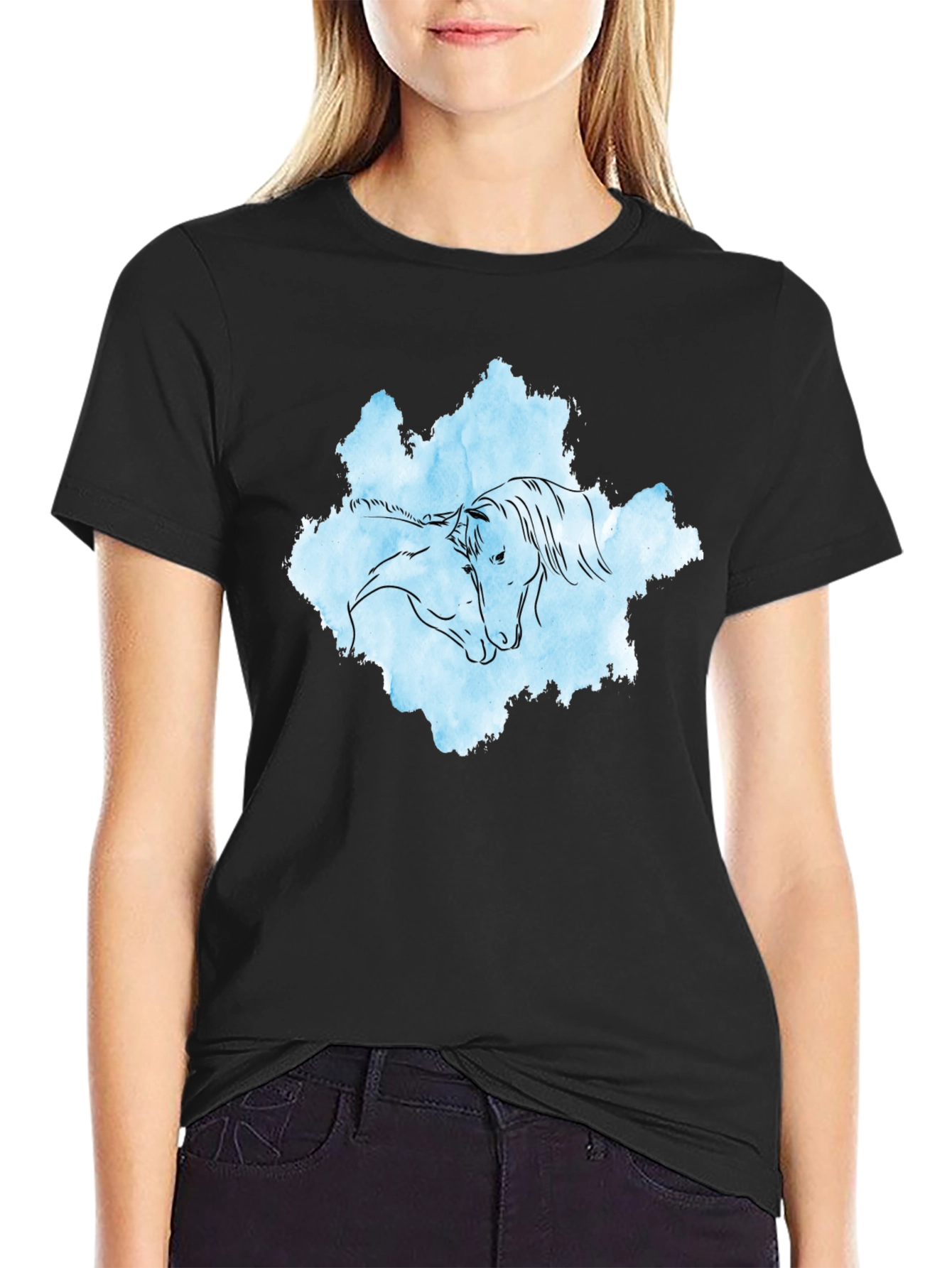 Horse Embrace Graphic T-Shirt - Black