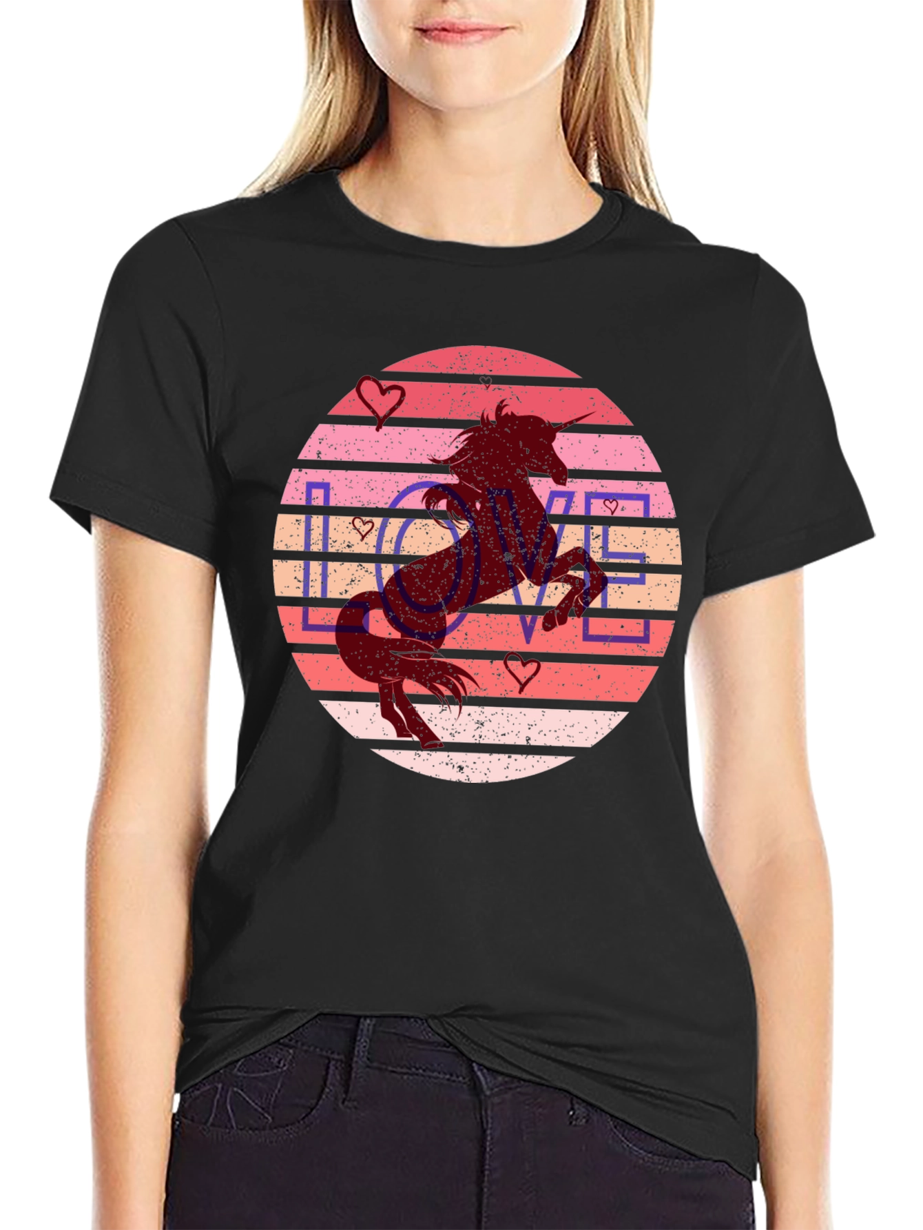 Unicorn Love Graphic Tee - Black