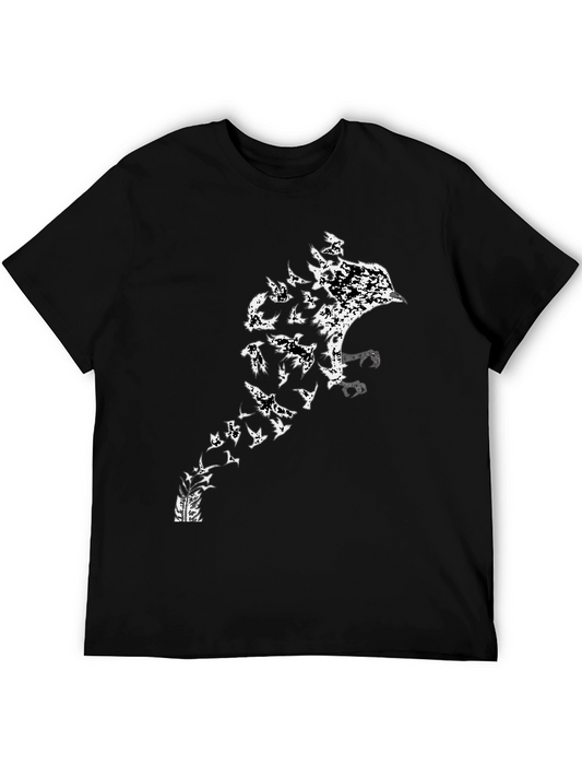 Raven to Birds Black Graphic T-Shirt