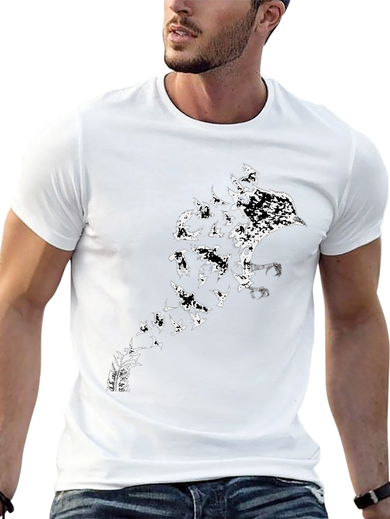Raven to Birds Black Graphic T-Shirt