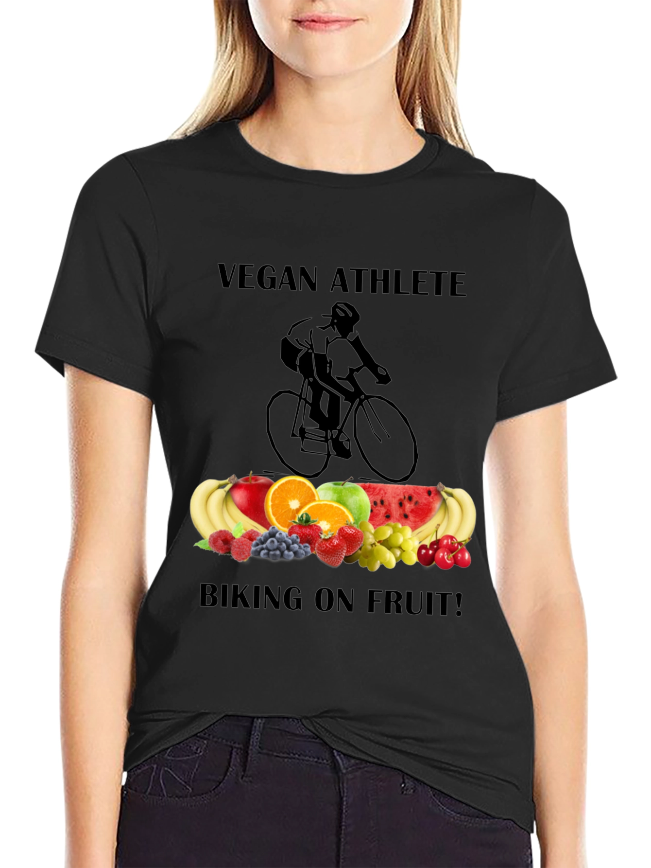 Vegan Athlete Biking on Fruit T-Shirt