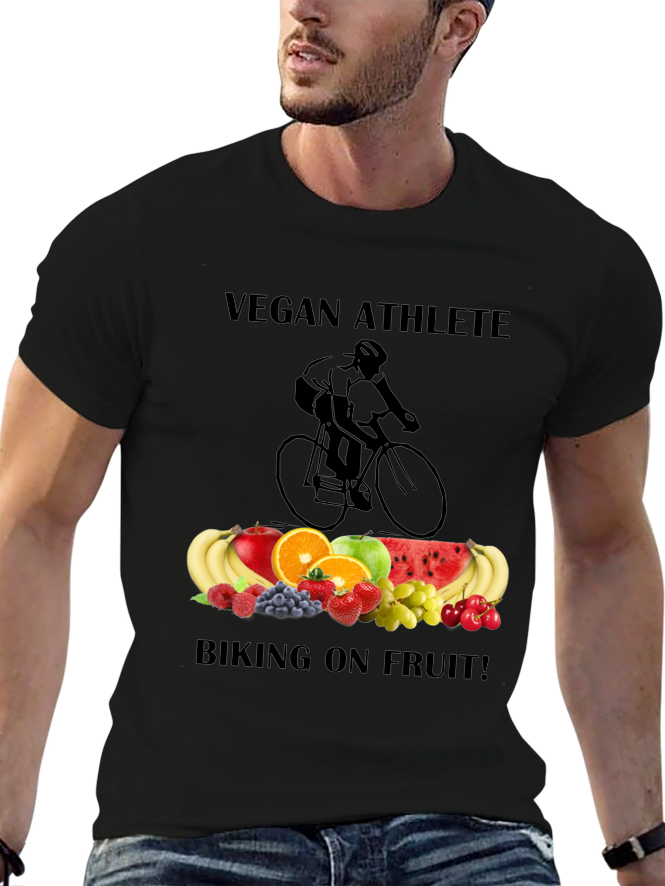 Vegan Athlete Biking on Fruit T-Shirt