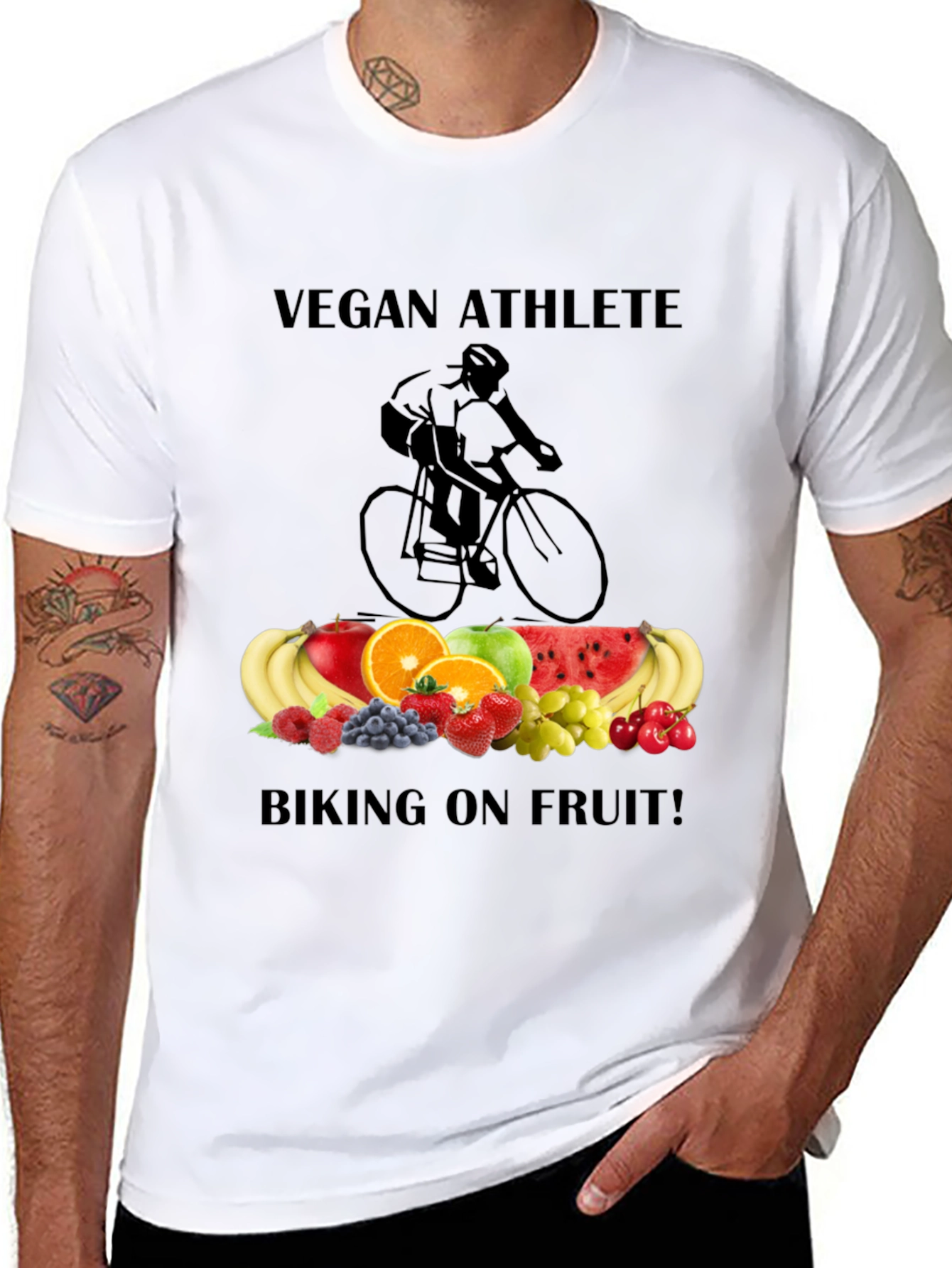 Vegan Athlete Biking on Fruit T-Shirt