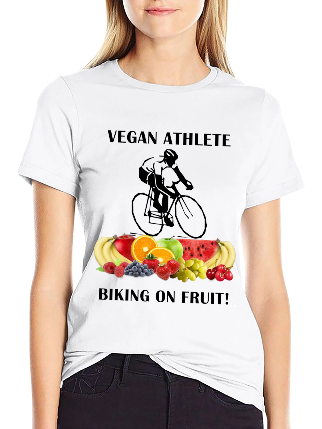 Vegan Athlete Biking on Fruit T-Shirt