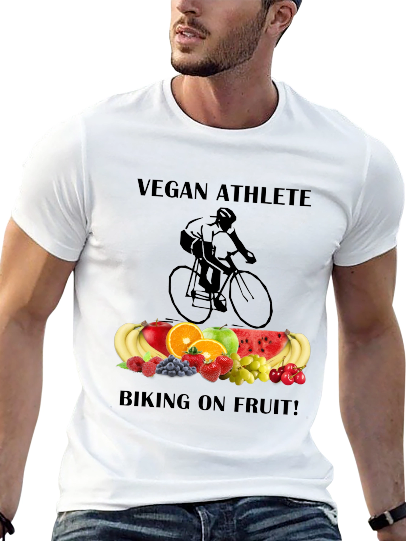 Vegan Athlete Biking on Fruit T-Shirt