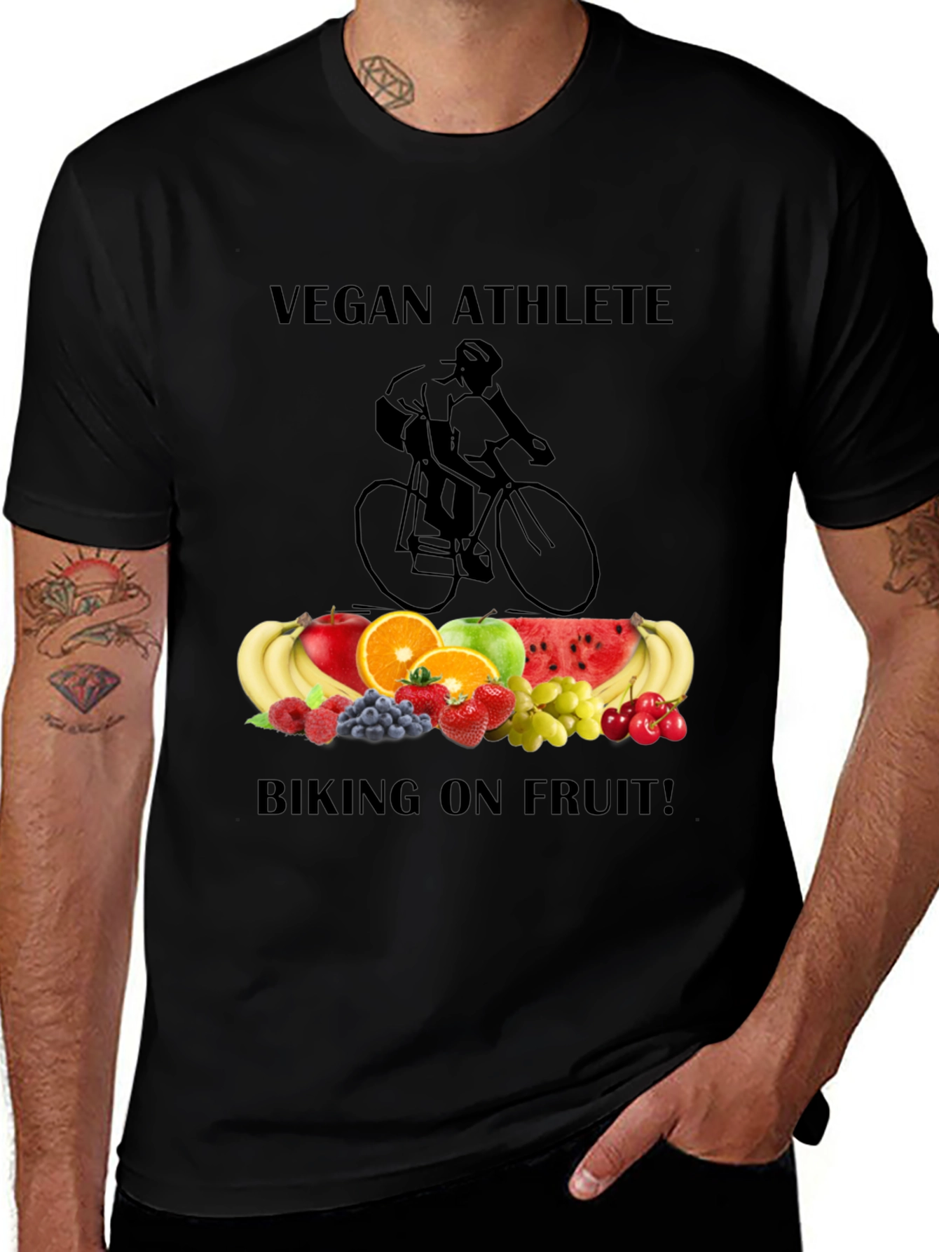 Vegan Athlete Biking on Fruit T-Shirt