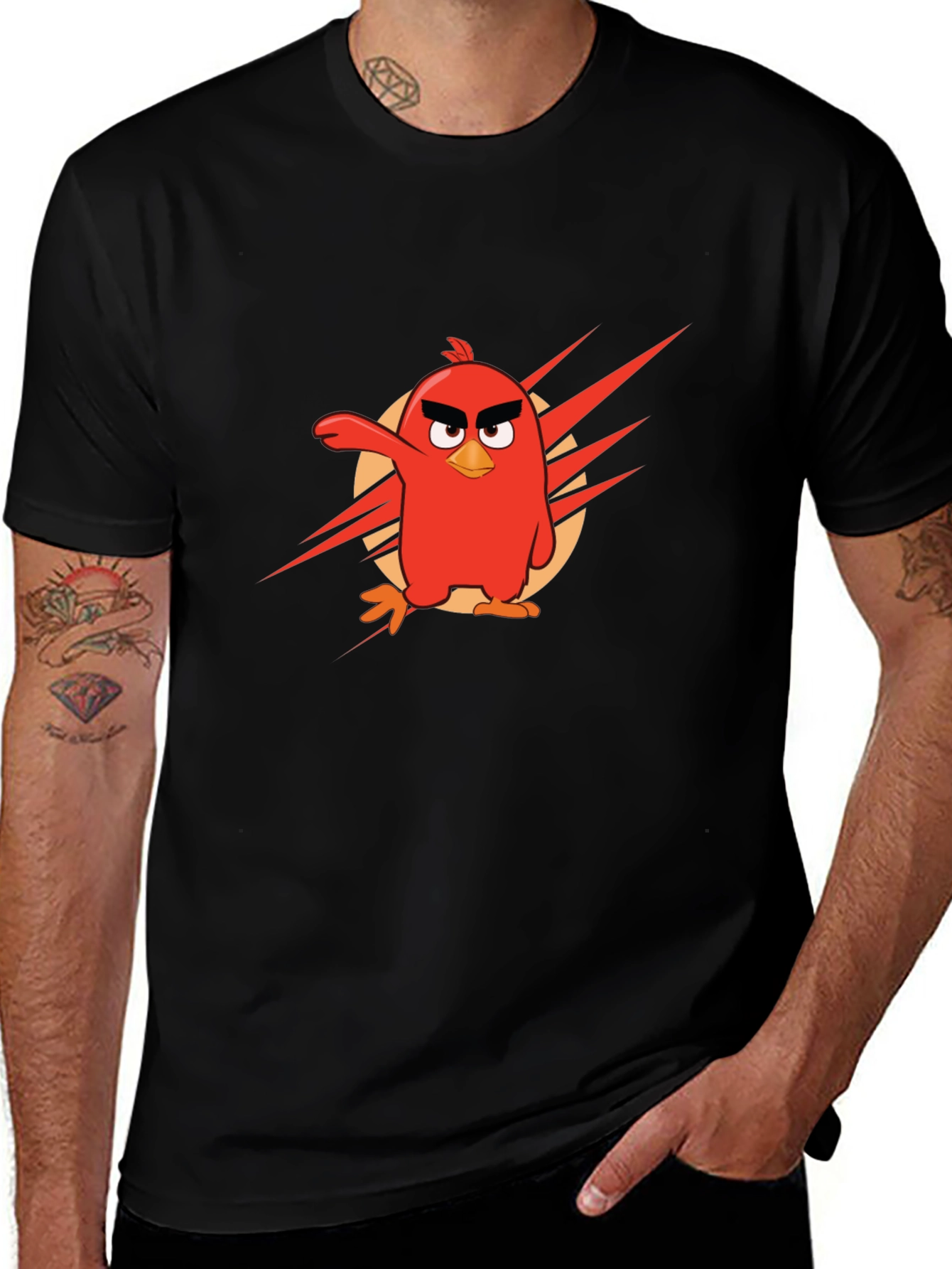 Angry Birds Red Character Black T-Shirt