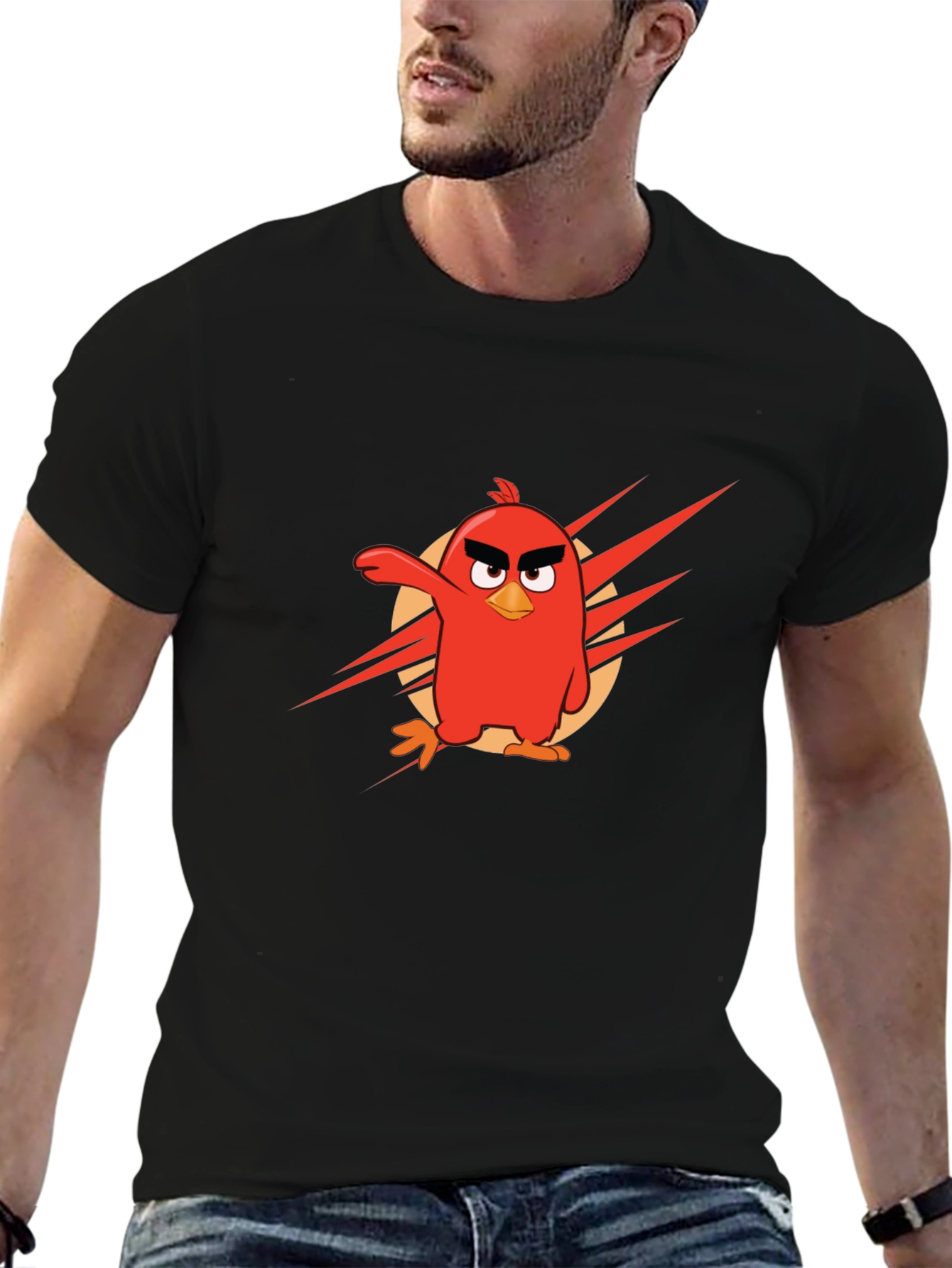 Angry Birds Red Character Black T-Shirt