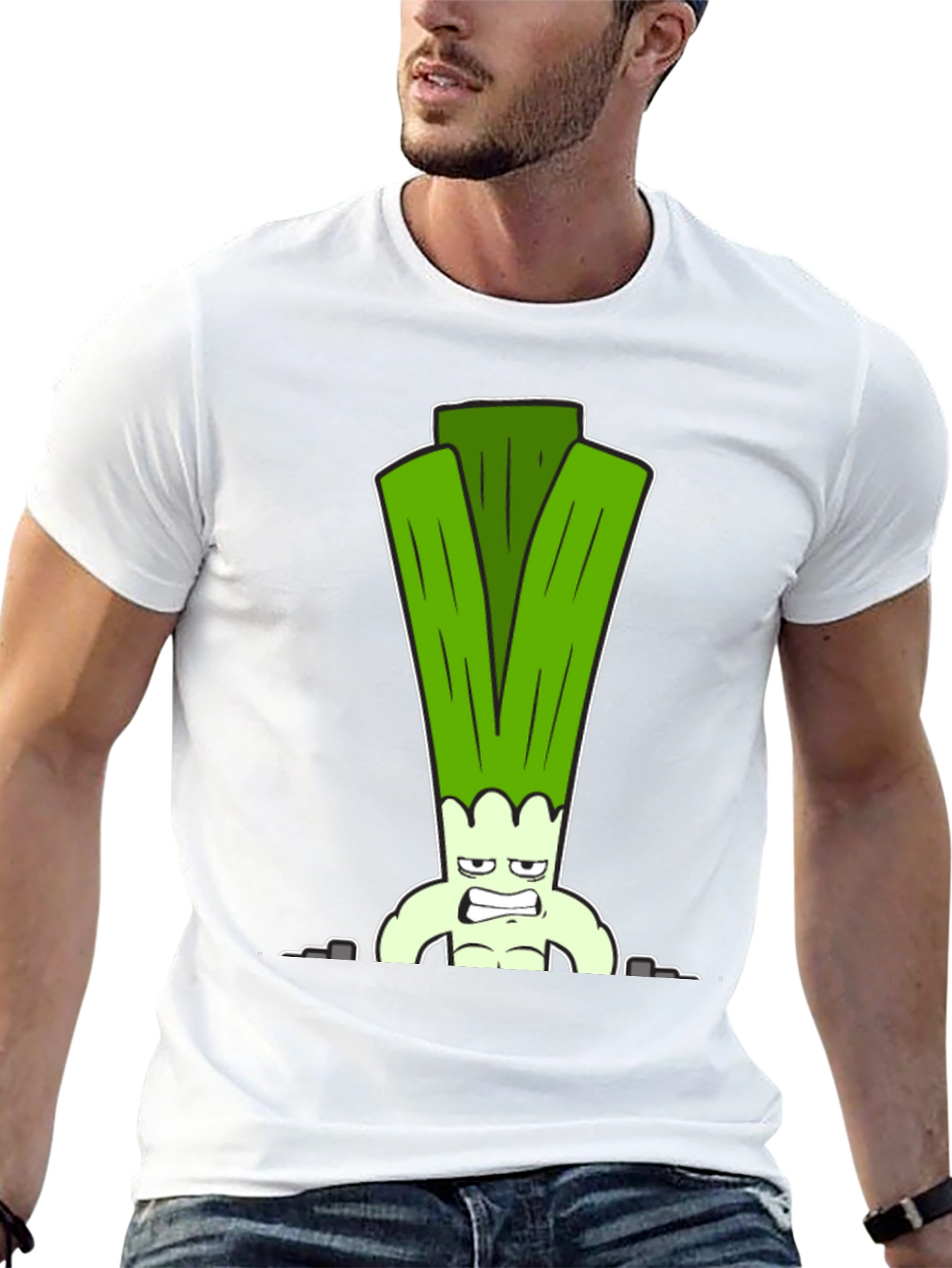 Funny Muscular Leek Graphic T-Shirt