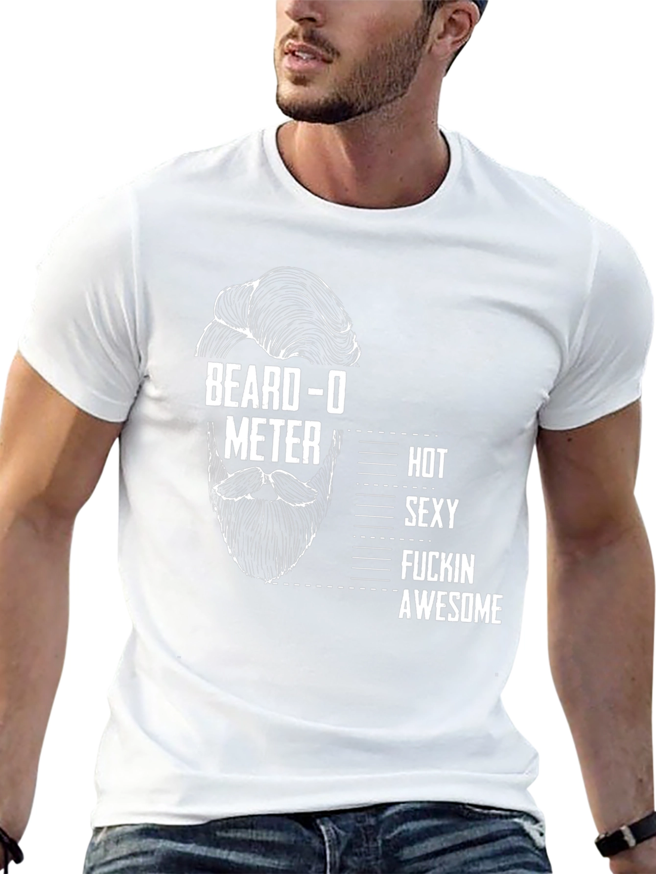 Beard-O-Meter Funny Mens T-Shirt